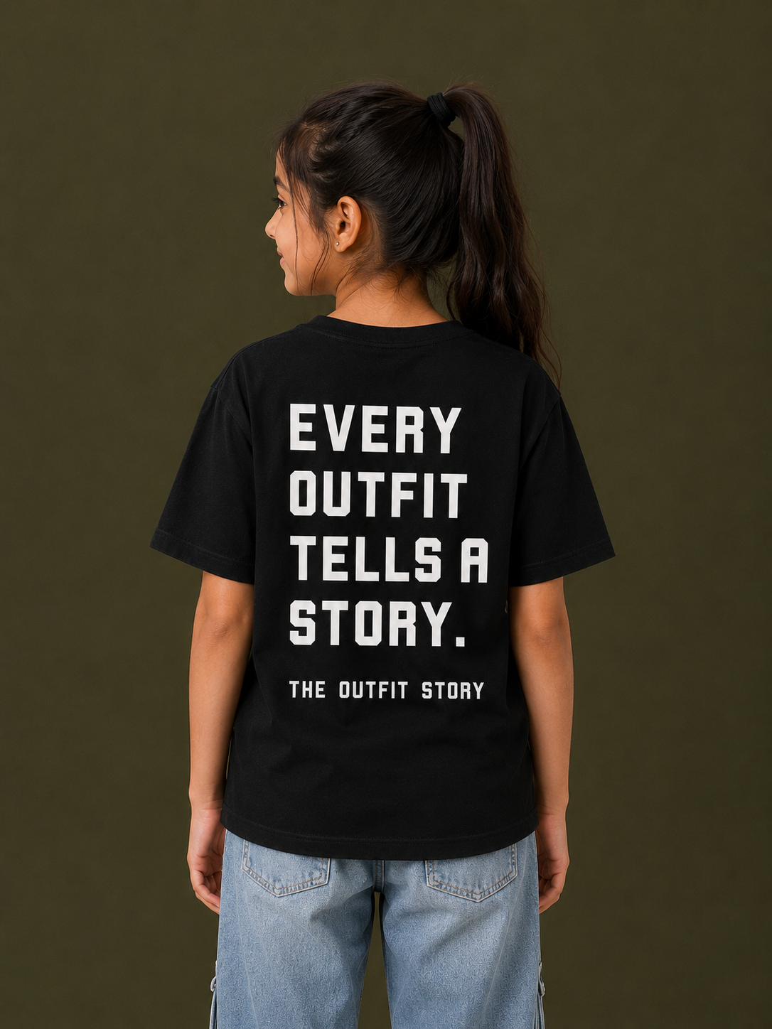 Every Outfit Tells A Story – Kids Graphic T-Shirt | Black