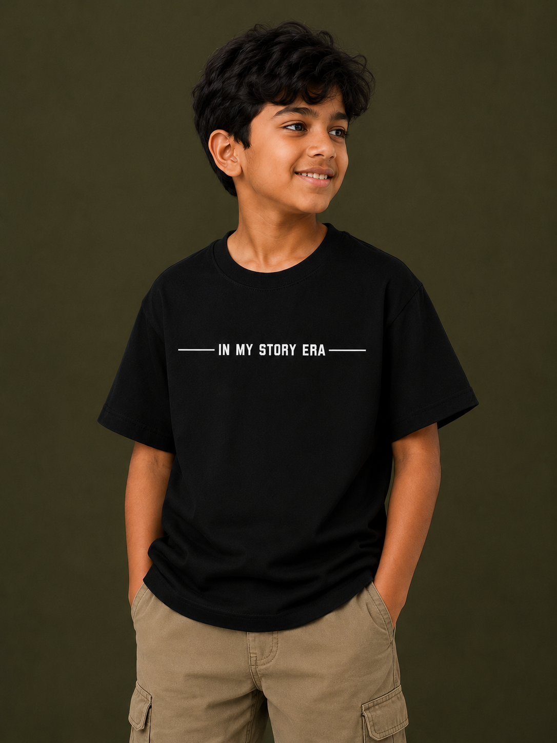 Every Outfit Tells A Story – Kids Graphic T-Shirt | Black