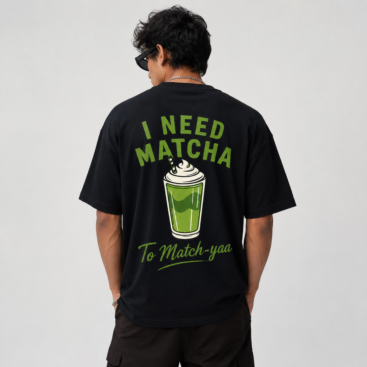 I Need Matcha Oversized T-Shirt – Black