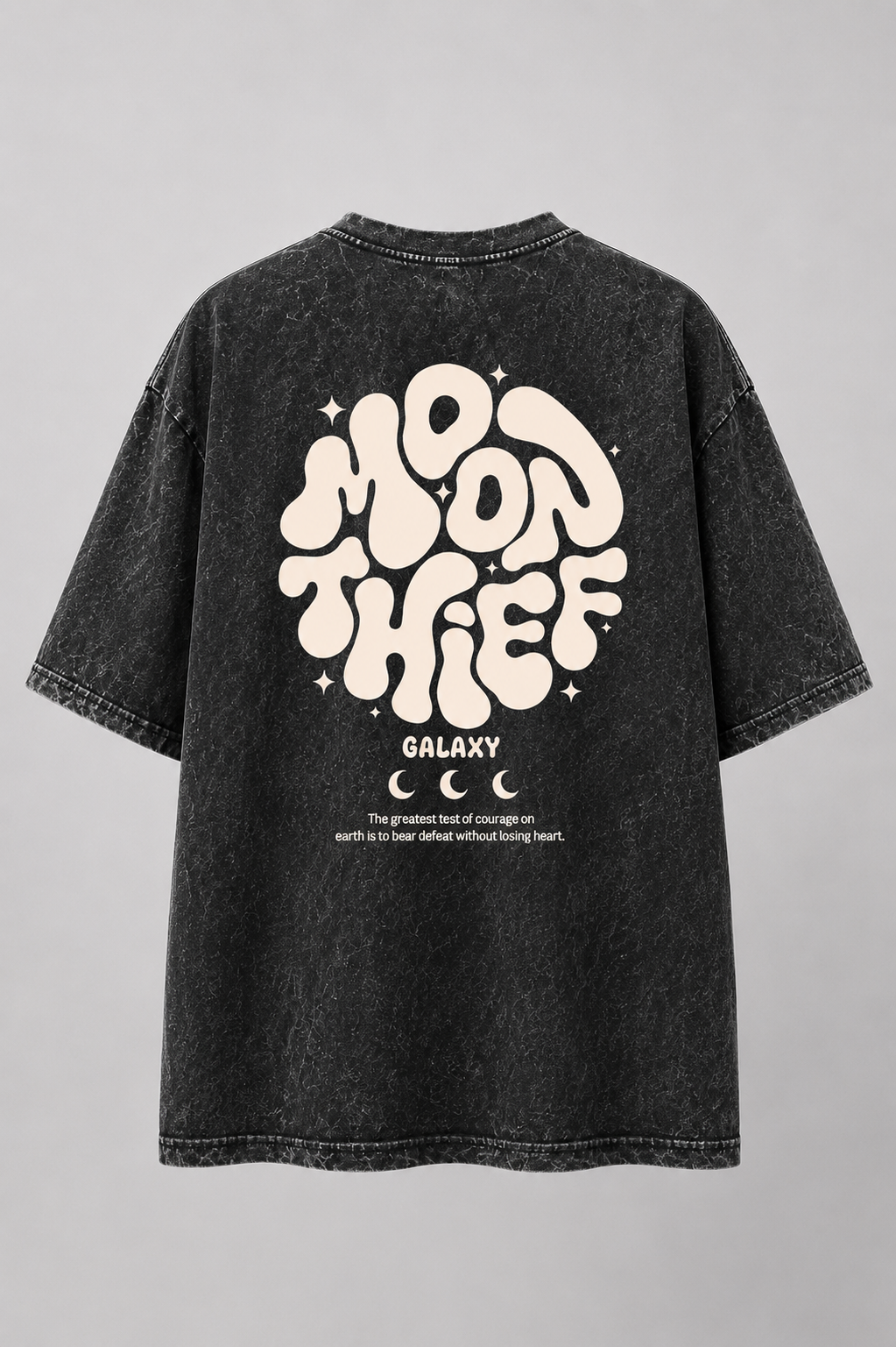 Moon Thief Galaxy – Acid Wash Oversized T-Shirt | Vintage Black