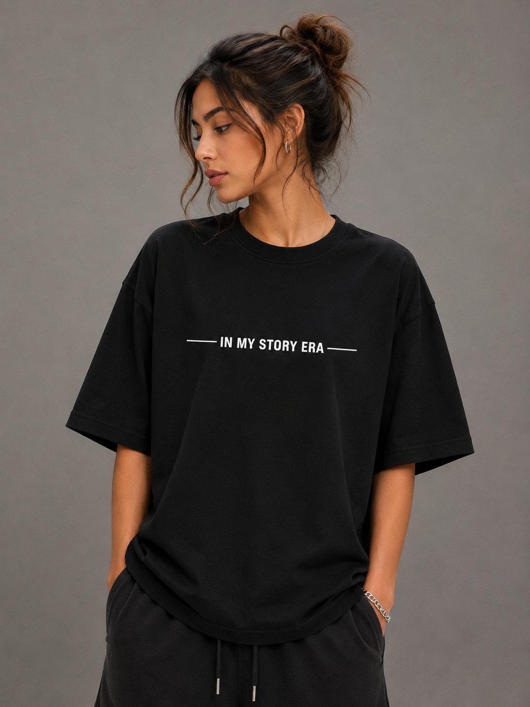 Every Outfit Tells A Story – Oversized Graphic T-Shirt | Black