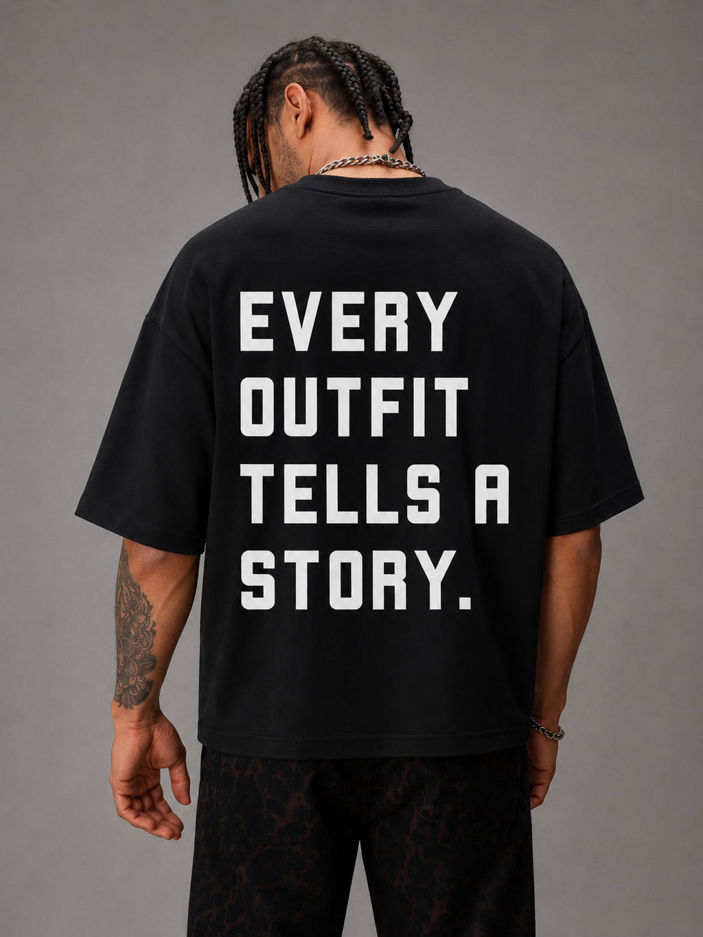 Every Outfit Tells A Story – Oversized Graphic T-Shirt | Black