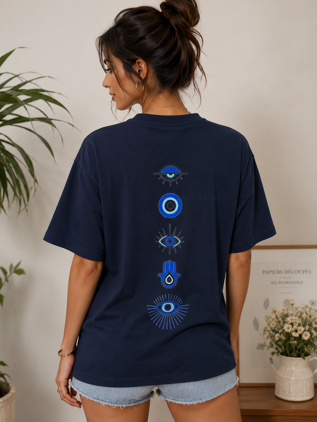 Evil Eye Regular Fit T-Shirt – Navy Blue